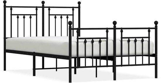 vidaXL Bedframe met hoofd- en voeteneinde Metaal Zwart 120x200 cm