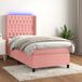 vidaXL Boxspringbed met matras en LED-verlichting, roze, 90x190 cm, fluweel