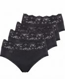 Sloggi Romance Midi - lot de 4 - slip culotte en dentelle pour femme - Noir