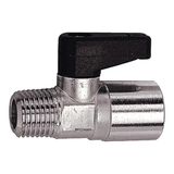 Mini-kogelkraan RIEGLER Mini kogelkraan met draaigreep, messing vernikkeld, R/Rp 3/8 AG/IG, 1 stuk, 103355-371.07
