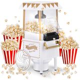 NK Popcornmachine, retro, elektrische popcornmachine, 1200 W, eenvoudig te bedienen knop, bereiding in 2 minuten, hete lucht, 0,3 l, draagbaar, ideaal voor thuis, wit