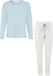 By Louise Dames Pyjama Set Lang Blauw/Wit Gebloemd - Maat M