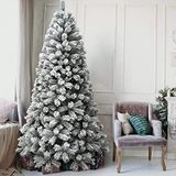 BAKAJI Kerstboom Royal Super dikke grenen groen sneeuw basis kruis ijzer opvouwbaar hoge kwaliteit takken met sneeuw eenvoudige montage opening paraplu (210 cm)