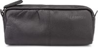 LEABAGS Étui en cuir I Grand étui en cuir véritable I Étui pour le travail, l'université, l'école I Étui I Étui pour stylos I Étui en cuir I Nappa Noir