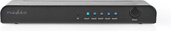 Nedis HDMI Switch - 5-Poorts - 4K - Afstandsbediening - Antraciet