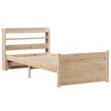 vidaXL Bedframe met hoofdbord massief grenenhout 90x200 cm
