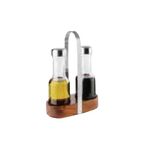 Paderno Olie- en Azijnstel Fles Glas, Metaal Bruin, Zilver, Transparant