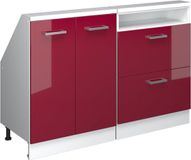 Vicco R-Line Keukenkast voor schuine wand – 120 cm Set van 2 Rood hoogglans/wit