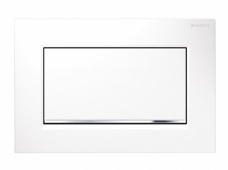 Geberit Sigma 30 bedieningsplaat Sigma 30 SF frontbediend 24.6x16.4cm wit/glans verchr./wit 115.893.KJ.1