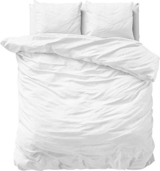 Primaviera Deluxe Sleeptime Primaviera Deluxe Uni Satijn Dekbedovertrekset Lits-Jumeaux Wit