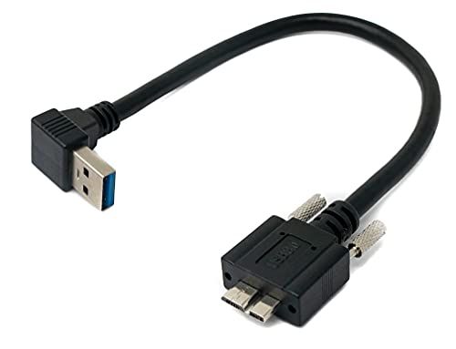 USB 3.0 kabel 30 cm Micro B naar A schroef hoek adapter zwart