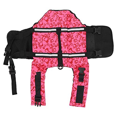 Voluxe Verstelbaar reddingsvest voor honden, reddingsvest voor honden met reflecterend reddingsvest voor honden met 1 X reddingsvest voor honden voor reddingsvest voor honden(Pink bones, XS)