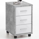 FMD Rolcontainer Diego 2 - Betonkleurig/Hoogglans Wit