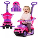 Sun Baby Loopauto kinderauto schuifauto vanaf 1 jaar en duwauto met claxon en muziek, opbergruimte onder de zitting (Roze)