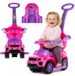 Sun Baby Loopauto kinderauto schuifauto vanaf 1 jaar en duwauto met claxon en muziek, opbergruimte onder de zitting (Roze)