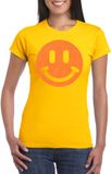 Bellatio Decorations Verkleed shirt dames - Smile / Emoticon - geel - carnaval/foute party - feestkleding M