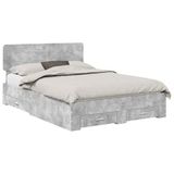 vidaXL Bedframe with Drawer, Concrete Grey, 150 x 200 cm, Engineered Wood