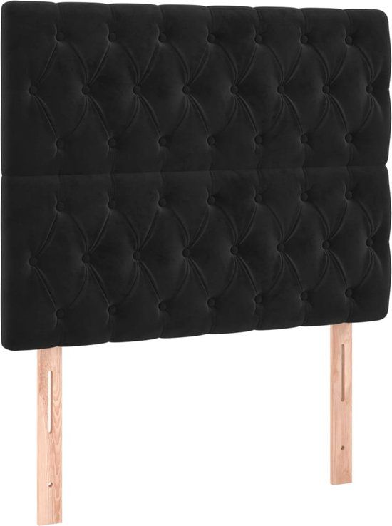 vidaXL Hoofdbord Zwart Fluweel 90x7x118/128 cm