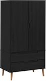 vidaXL - Kledingkast - MOLDE - Zwart - 90 x 55 x 175 cm - Massief grenenhout