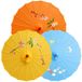 Paraplu décoratif asiatique chinois sans marque - 3x pièces - orange / bleu / jaune - 41 cm - D56 cm