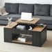 Pangivo Table basse relevable avec coffre de rangement en MDF gris et marron aspect bois 109,5 cm