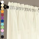 MYSTIC-HOME Sheer Gordijnen 155 cm lengte, Rod Pocket Voile Drapes voor Woonkamer Slaapkamer, Raambehandelingen Semi Gekke Gordijnpanelen voor Tuin, Patio, Parlor, Set van 5 x 163 cm, Beige