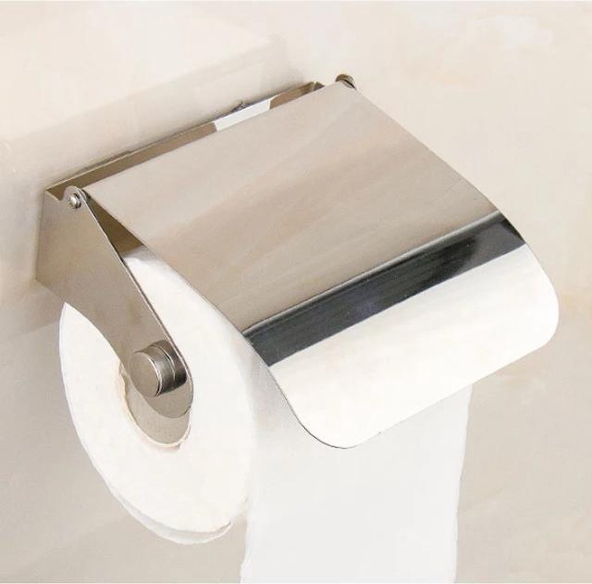 Ever Home Wc rolhouder - Toiletrolhouder - RVS - Met klep - Schroeven