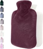Qomfor Bouillotte à eau chaude avec housse extra douce - 1,8 litre - Prune