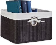 Merkloos Relaxdays Opbergmand Bamboe - Stof - Zwart - 20x31x31 cm