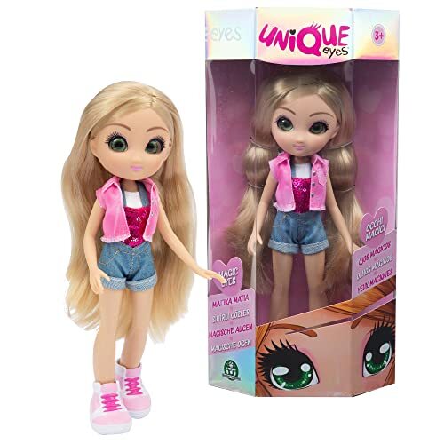 UNIQUE EYES - MYM09100 pop, 25 cm, met grote ogen en diepe ogen, begeleidt je blik, Amy Fashion Doll, voor meisjes vanaf 3 jaar, MYM09100, waardevolle spelletjes