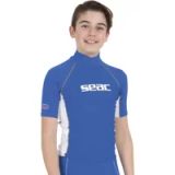 Seac RAA Short Evo Kid rashguard met korte mouwen voor kinderen - UV zwem en snorkeltop - Blauw/wit - S