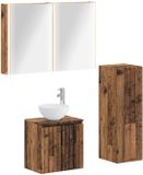 vidaXL Badkamermeubel Set 4 stuks Oud hout Bewerkt hout en glas