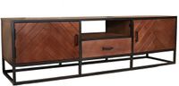 Lizzely Garden & Living Tv meubel visgraat walnoot mangohout 165cm Danae tv kast duurzaam mango massief hout tv-meubel