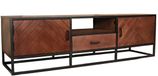 Lizzely Garden & Living Tv meubel visgraat walnoot mangohout 165cm Danae tv kast duurzaam mango massief hout tv-meubel