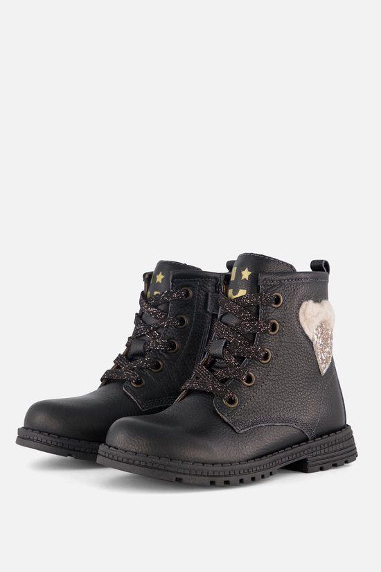 Muyters Veterboots Zwart Leer Kinderschoenen Maat 24