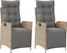 vidaXL Tuinstoelen 2 stuks verstelbaar met voetensteun van polyrattan in gemengd beige inclusief kussens