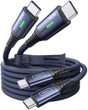INIU USB-C-kabel, 240 W, 2 stuks, blauw, 2 m, PD-snellaadkabel, USB C naar USB C, nylon gevlochten oplaadkabel, USB-C-oplader voor iPhone 17, 16, 15 Pro Max, Samsung S25, Ultra Pixel 10, iPad Pro