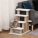 MODENUIT Arbre à chat – 4 Niveaux – 60 x 40 x 64 cm – Contreplaqué et Peluche – Blanc – Modèle escalier avec balle de jeu
