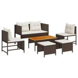 vidaXL Tuinbank Set 6-delig Bruin/Crème Polyrattan