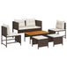 vidaXL Salon de jardin 6 pièces polyrattan marron/crème