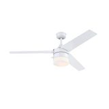 Westinghouse Lighting 7316640 Riverton plafondventilator binnen en buiten, 132 cm, mat wit met opaal glas