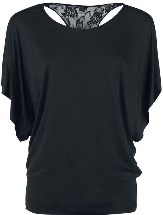 Gothicana by EMP Gothicana Zwart los t-shirt met kant - Dames - XL