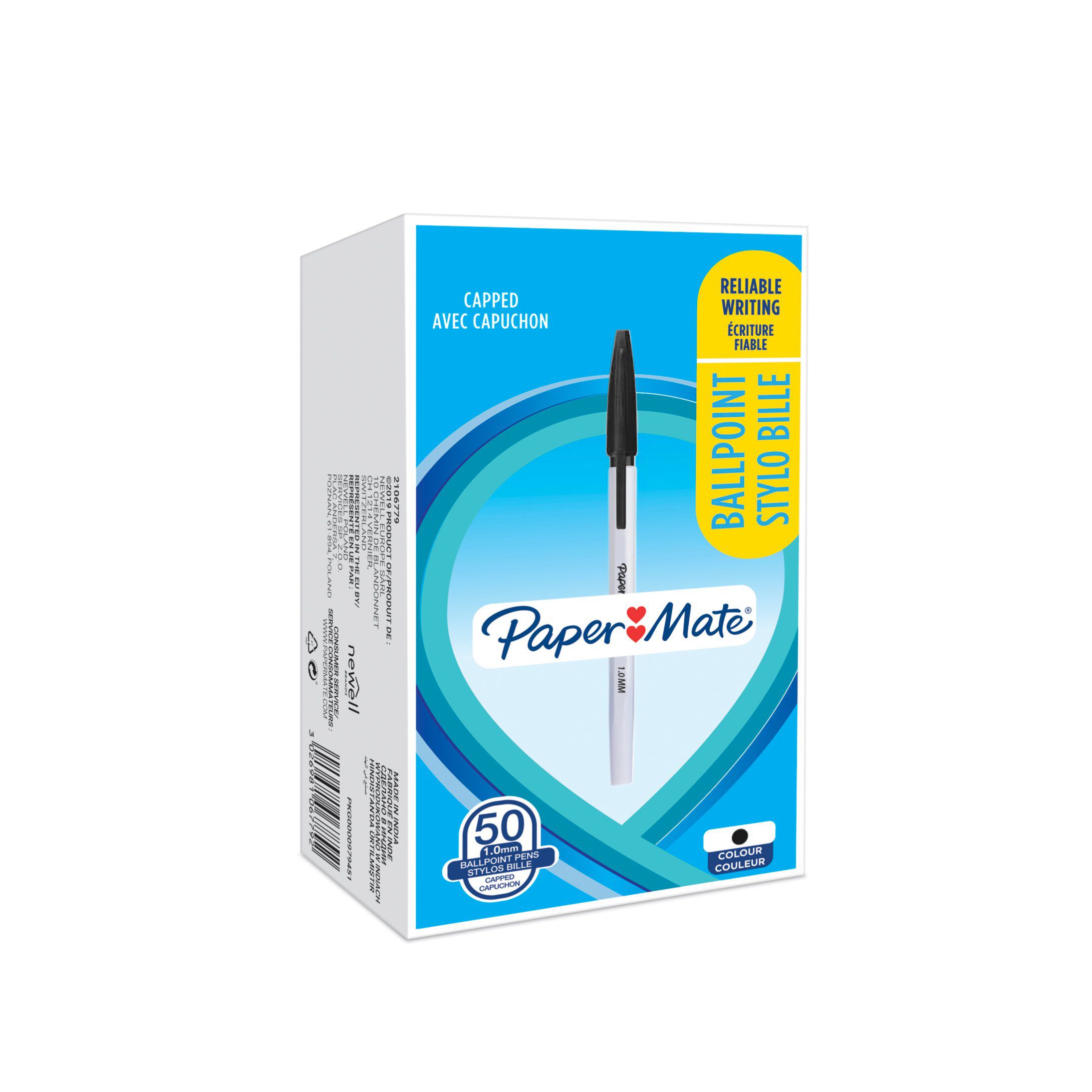 Paper Mate 045 Stick Ballpoint Pen - Black - Medium - 50 Pack