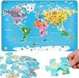 Classic World Houten Puzzel Wereldkaart Educatief Speelgoed 48 Stukjes