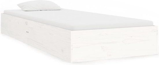 vidaXL Bedframe Massief Hout Wit 75x190 cm