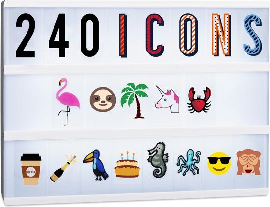 Relaxdays Lightbox Symbolenset - 240 letters en symbolen - zwart, geel, rood