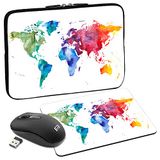 Pedea Design Housse pour tablette 15,6 pouces + souris et tapis de souris color world