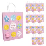 Idena 30394-12 - 12 papieren cadeauzakjes met paaseieren en kleurrijke kuikens, 25 x 8 x 34,5 cm