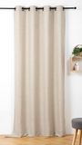 LINDER Gordijn met pluizig gevoel, bontlook, natuurlijke stijl, afwerking met oogjes, kleur: wolbeige, afmetingen: 145 x 240 cm, 100% polyester, collectie Maureen