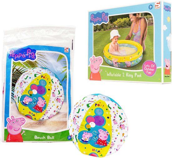 Peppa Pig Opblaasbaar Kinderzwembad - met Strandbal - Roze - Geel